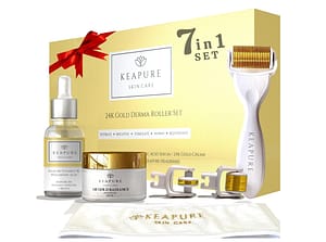 Derma Roller Kit for Face, Body, Stretch Marks - Skin Care Kit 540 Microneedle Roller Heads 180-Eyes, 600-Face,1200-Body | 30gm Moisturizing Cream and 25% Vitamin C Serum | Microneedling Roller Set